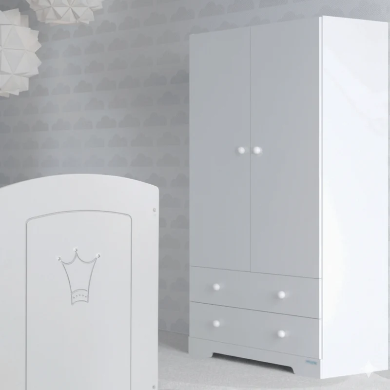 Armoire avec penderie, grande étagère et 2 tiroirs - Blanc • Ocean