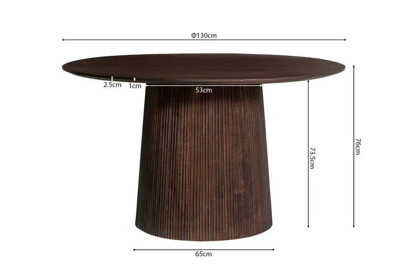 Table à Manger Ronde MAYGA en Manguier - 130 cm