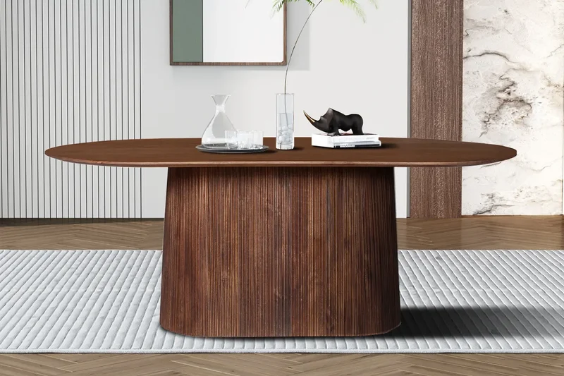 Table à Manger Ovale MAYGA en Manguier Brun Clair - 200 cm