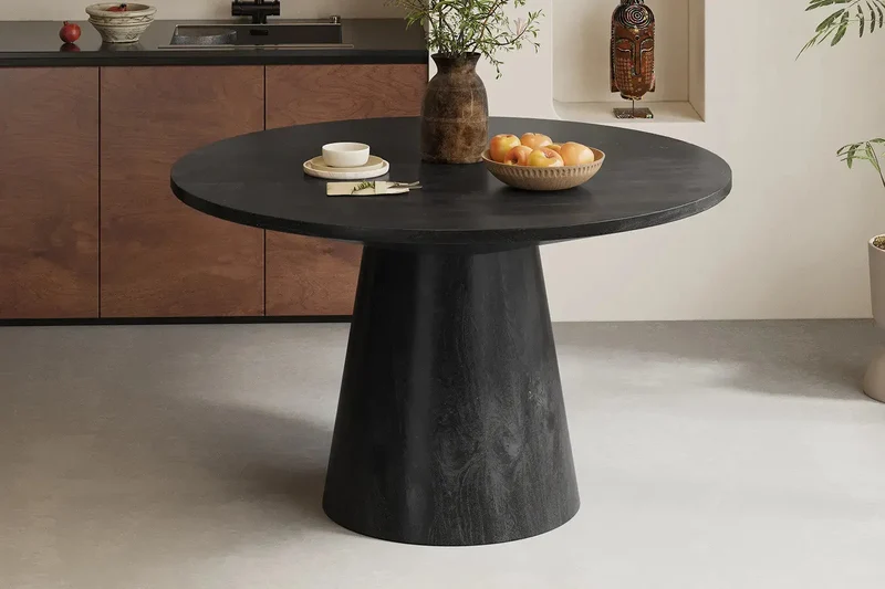 Table à manger Ronde TOMI en Bois de Manguier - 130 cm