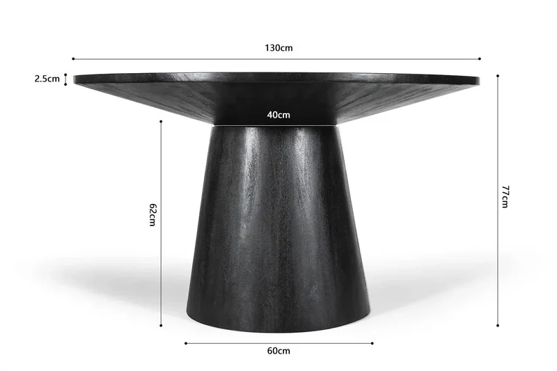 Table à manger Ronde TOMI en Bois de Manguier - 130 cm