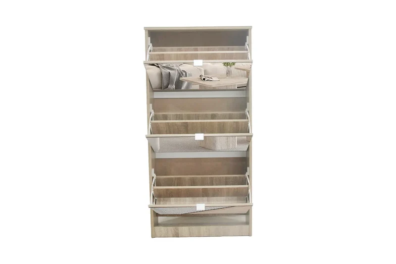 Meuble à Chaussures MEXI avec Miroir et 3 tiroirs Finition Chêne Sonoma - 123 x 60.5 cm