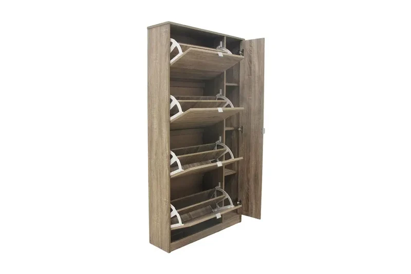 Meuble à Chaussures, 4 tiroirs et 1 porte miroir MARCELO Finition Chêne Sonoma - 159 x 85 cm