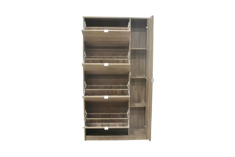 Meuble à Chaussures, 4 tiroirs et 1 porte miroir MARCELO Finition Chêne Sonoma - 159 x 85 cm