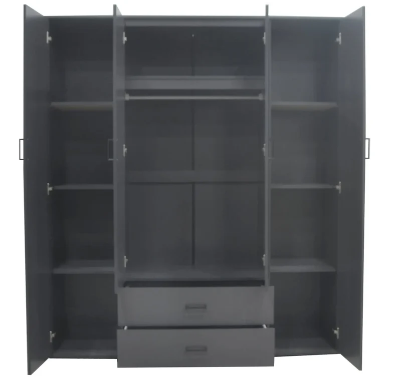 Armoire 4 portes avec 2 miroirs MARCO gris foncé - 160 cm