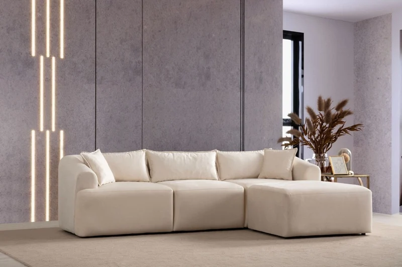 Canapé Mila Modulable Blanc Cassé - Velours