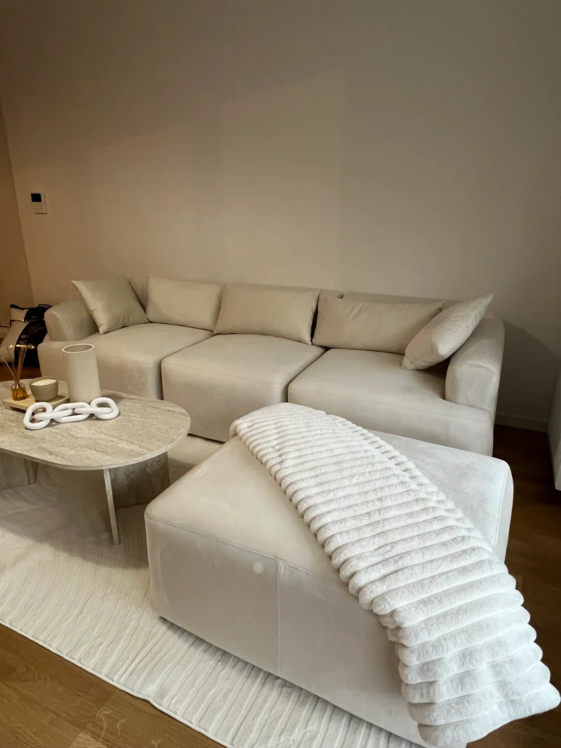Canapé Mila Modulable Blanc Cassé - Velours