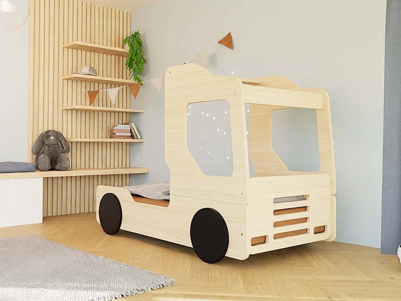 Lit simple en bois, forme de camion • Trucky