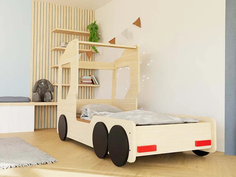 Lit simple en bois, forme de camion • Trucky