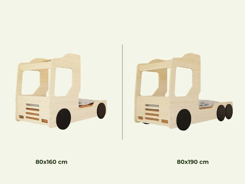 Lit simple en bois, forme de camion • Trucky
