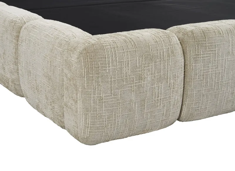 Lit coffre en velours chiné taupe 160x200 cm BUBBLE