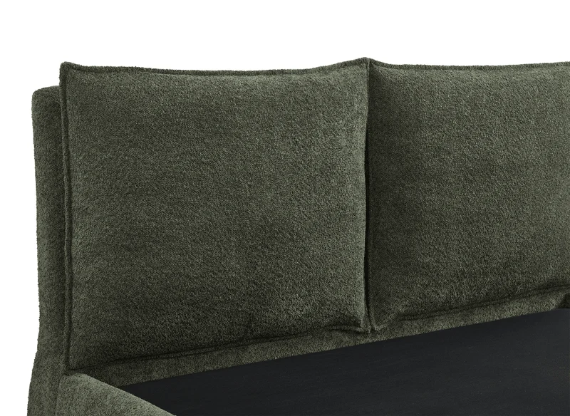 Lit coffre en tissu bouclette vert olive 140x190 cm MELY