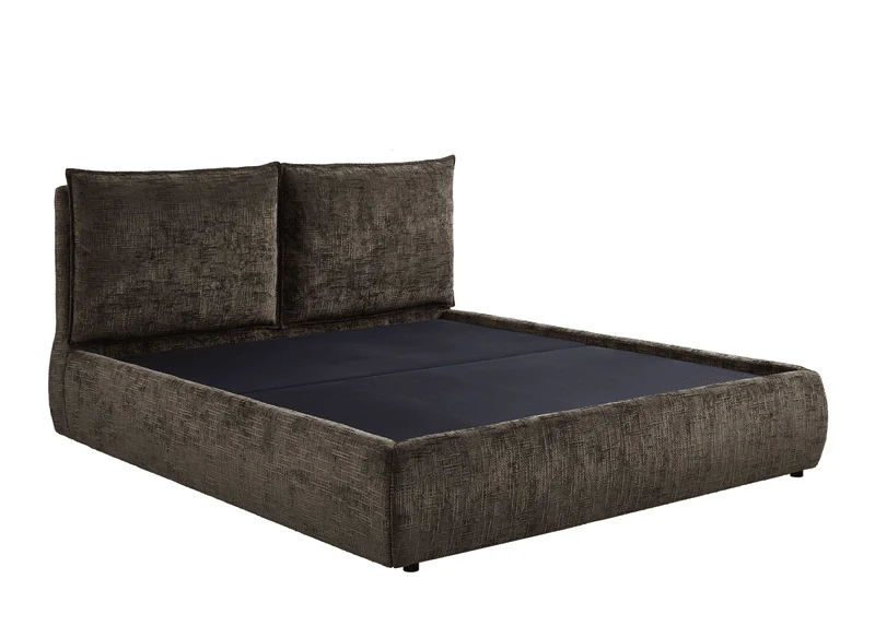 Lit coffre en velours chiné marron 180x200 cm MELY