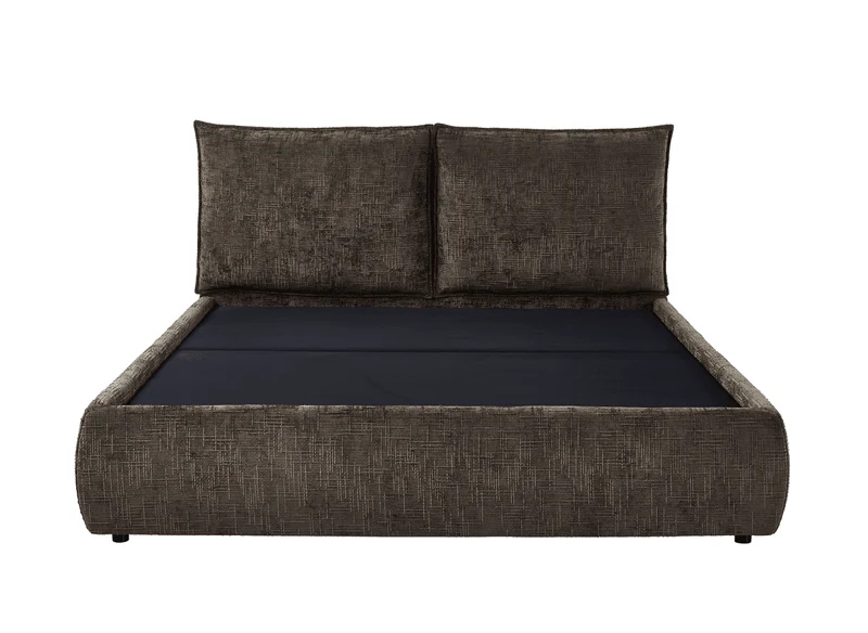 Lit coffre en velours chiné marron 180x200 cm MELY
