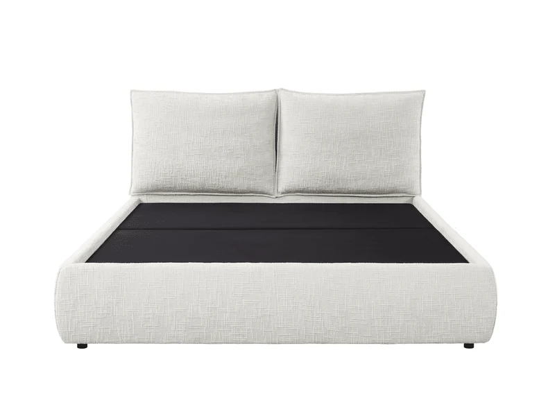 Lit coffre en velours chiné beige 180x200 cm MELY