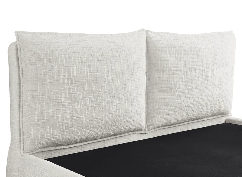 Lit coffre en velours chiné beige 180x200 cm MELY