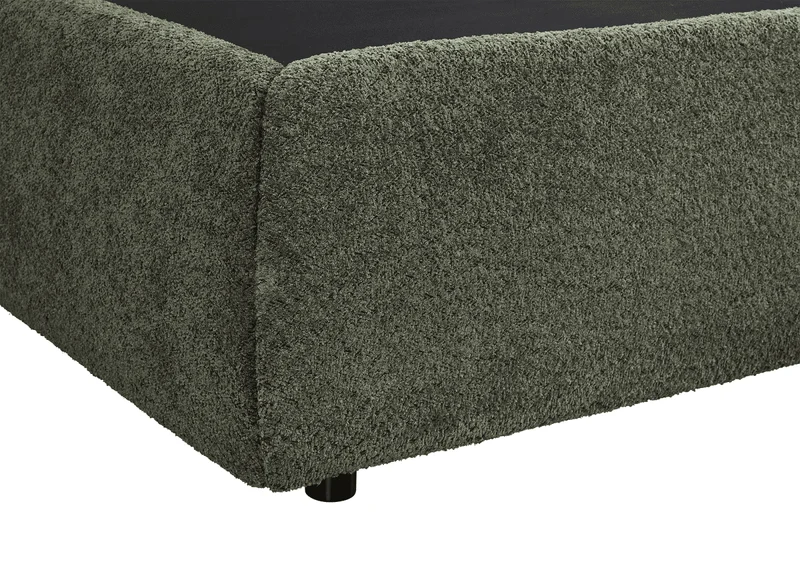 Lit coffre en tissu bouclette vert olive 180x200 cm MELY