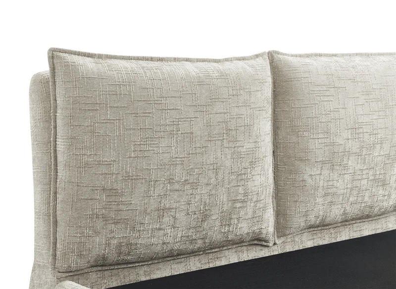 Lit coffre en velours chiné taupe 160x200 cm MELY