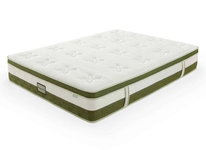 Matelas hybride BAMBOO 160 x 200 cm ressorts ensachés et mémoire de forme épaisseur 30 cm