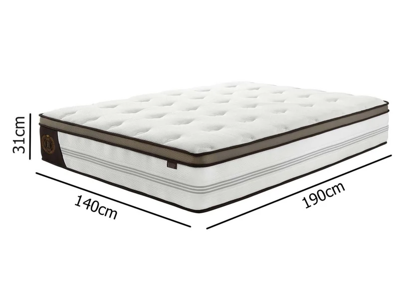 Matelas hybride ROYAL LUX 140 x 190 cm ressorts ensachés et mémoire de forme épaisseur 31 cm