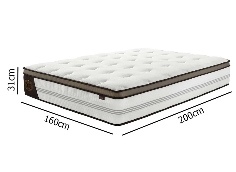 Matelas hybride ROYAL LUX 160 x 200 cm ressorts ensachés et mémoire de forme épaisseur 31 cm
