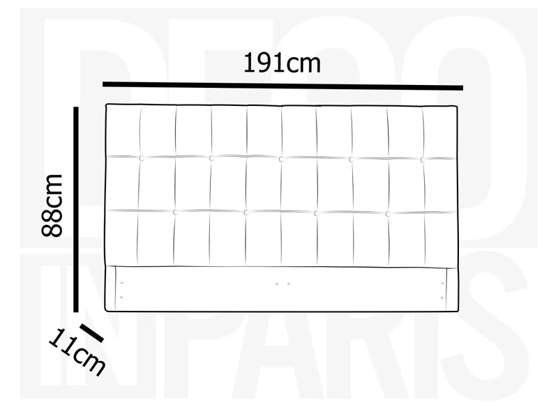 Tête de lit capitonnée en tissu gris 180 cm DOMICE