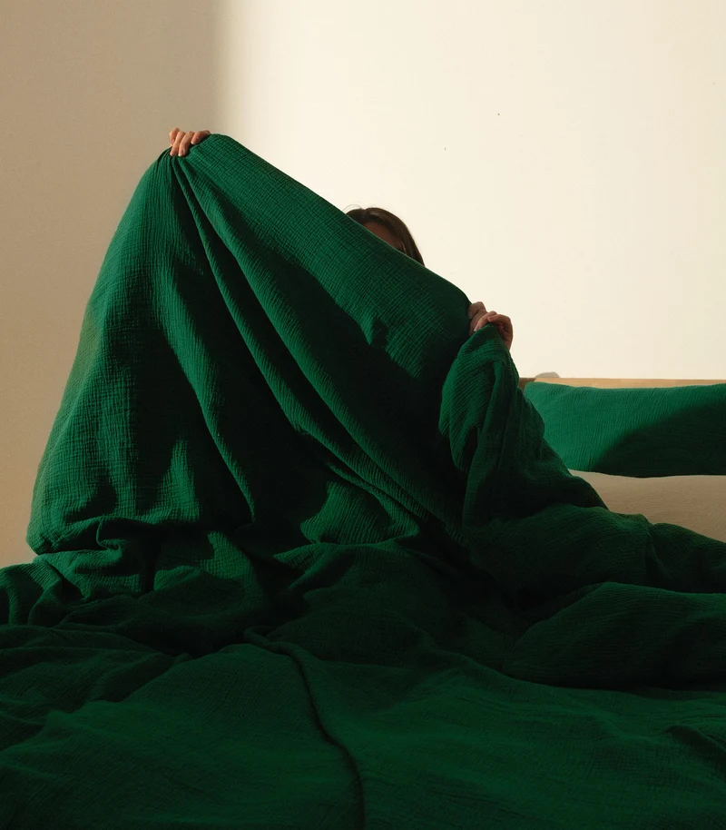 Taies d'oreiller en gaze de coton - Vert romarin