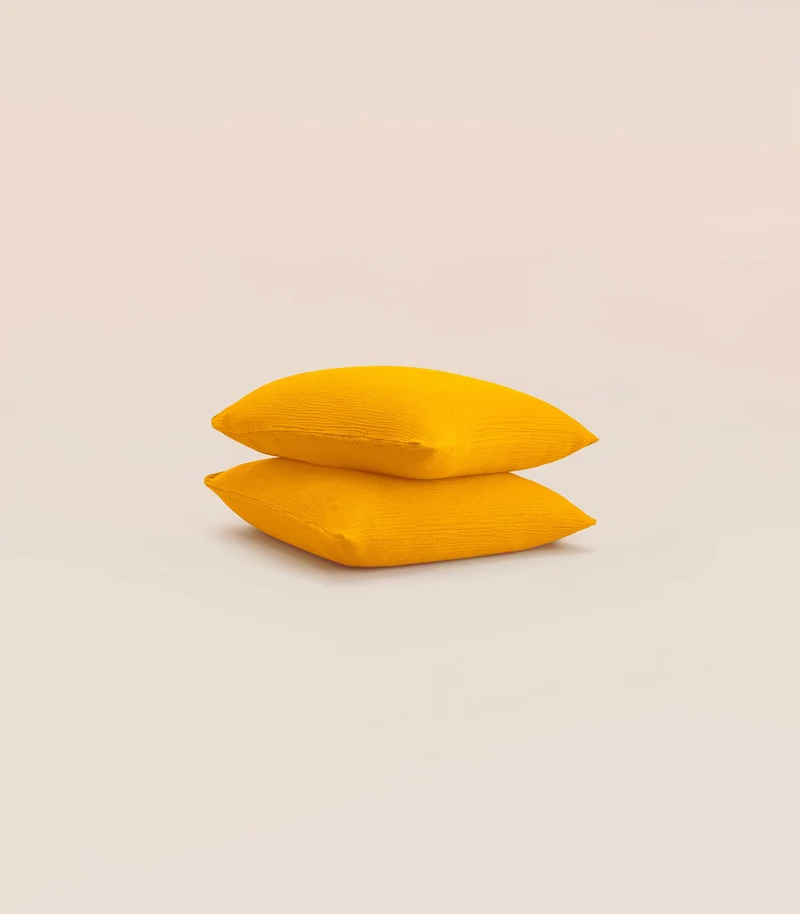 Taies d'oreiller en gaze de coton - Jaune safran