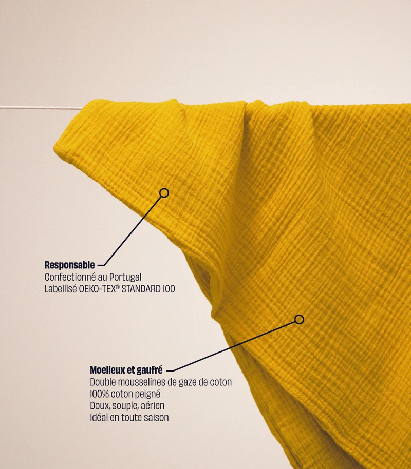 Taies d'oreiller en gaze de coton - Jaune safran