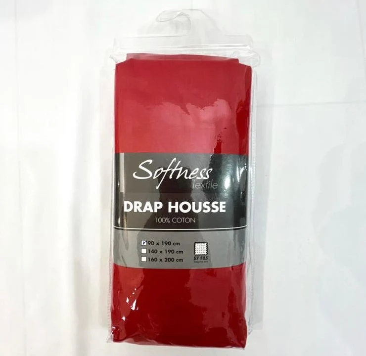 Drap housse 100% coton rouge
