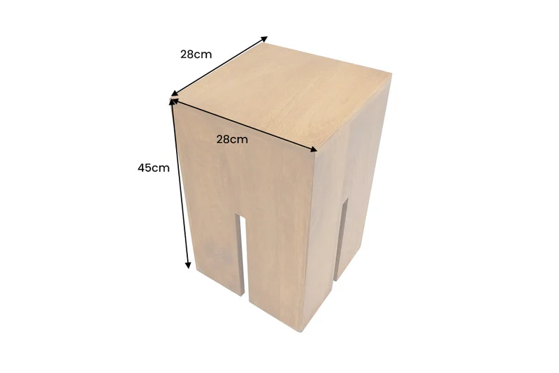 Table d’appoint design CASTLE 45cm finition miel marron en bois de manguier massif fait main