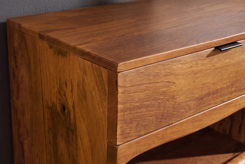 Buffet massif GRAND 180cm en manguier marron avec tiroirs lumineux LED