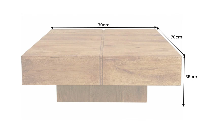 Table basse solide BOLT 70cm en manguier marron finition miel fait main