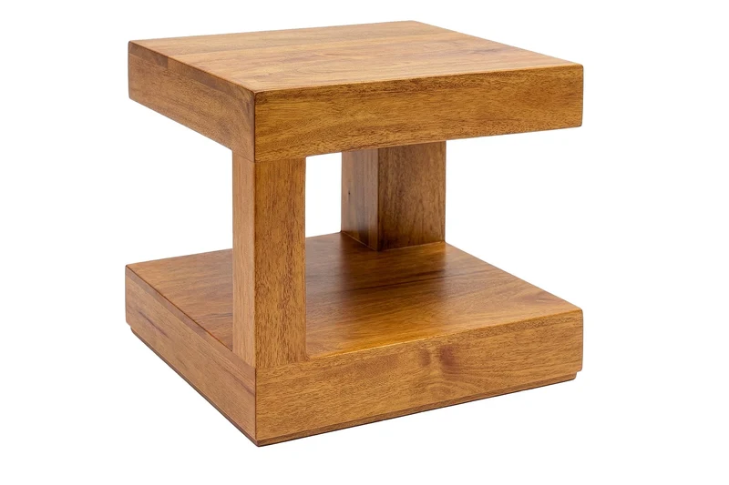 Table basse massive GIANT 45cm en bois de manguier finition miel marron avec rangement