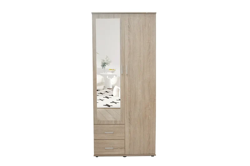 Armoire 2 portes avec miroir MARCO sonoma - 80 cm