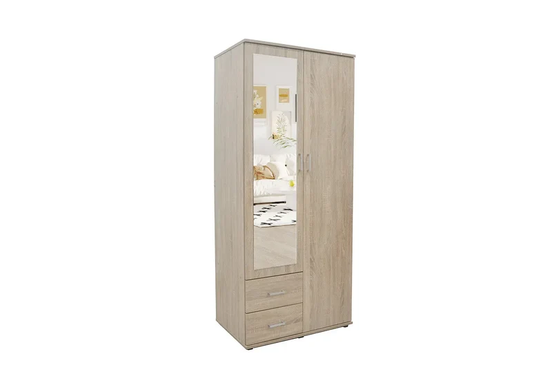 Armoire 2 portes avec miroir MARCO sonoma - 80 cm