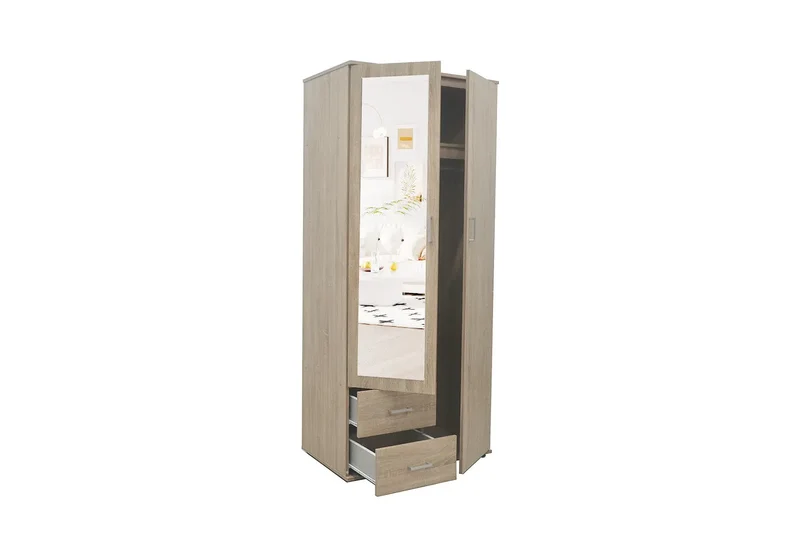 Armoire 2 portes avec miroir MARCO sonoma - 80 cm