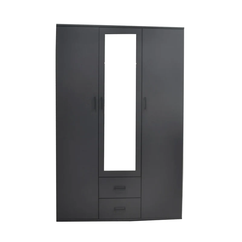 Armoire 3 portes avec miroir MARCO gris foncé - 120 cm
