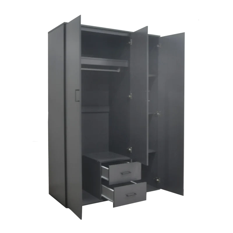 Armoire 3 portes avec miroir MARCO gris foncé - 120 cm