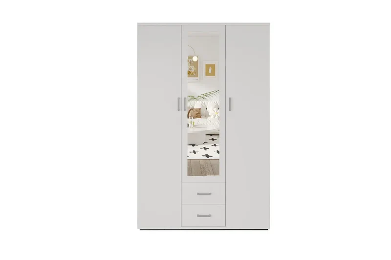 Armoire 3 portes avec miroir Marco - blanc 120 cm