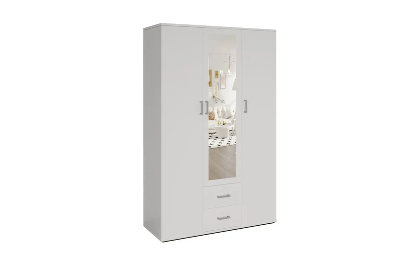 Armoire 3 portes avec miroir Marco - blanc 120 cm