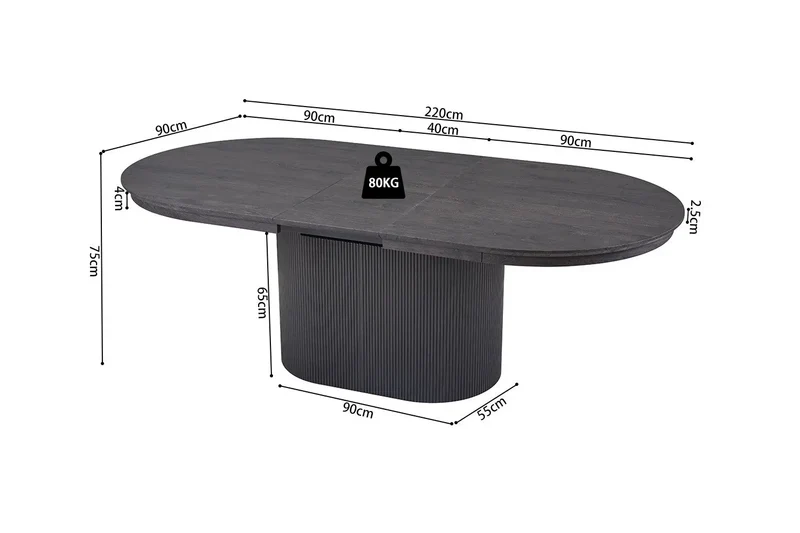 Table Extensible Ovale LYANE - 180 à 220 cm