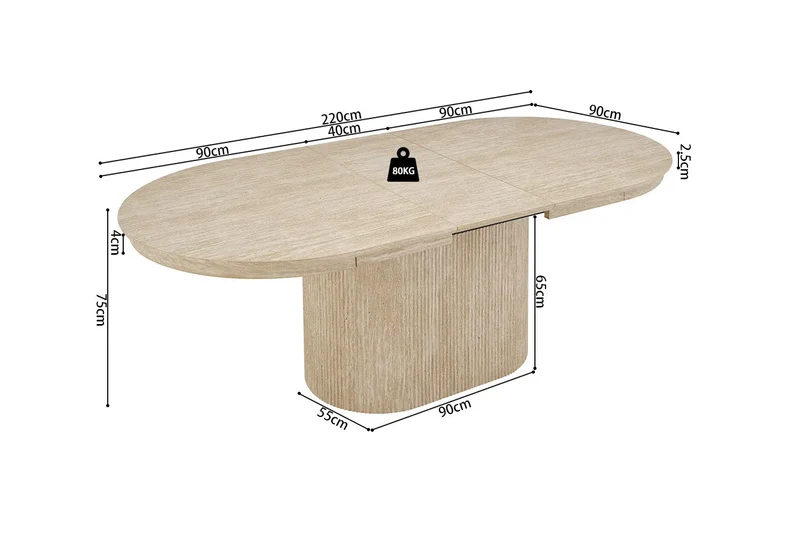 Table Extensible Ovale LYANE - 180 à 220 cm