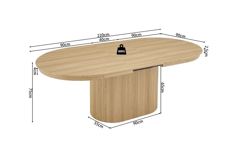 Table Extensible Ovale LYANE - 180 à 220 cm