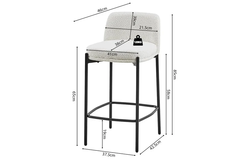 Chaises de Bar ELLYA Blanc - 37.5 x 46 cm