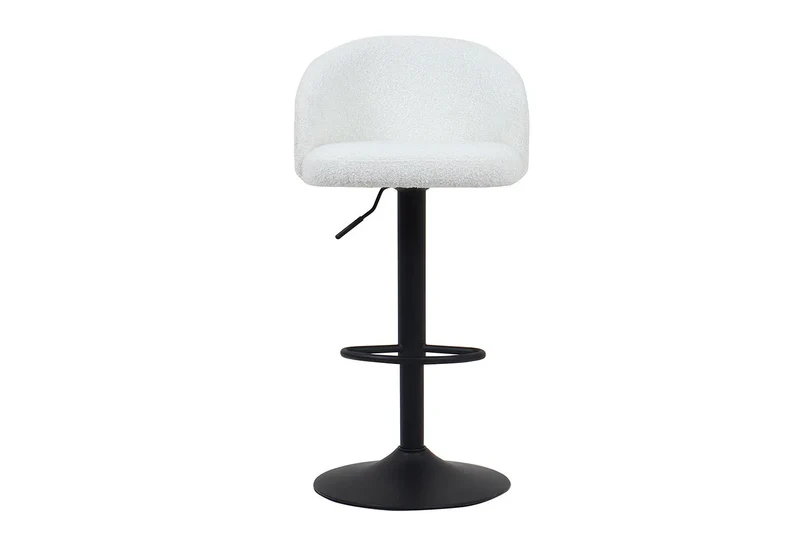 Tabourets de Bar AYDA en Tissu Bouclé Blanc - 49 x 46 cm