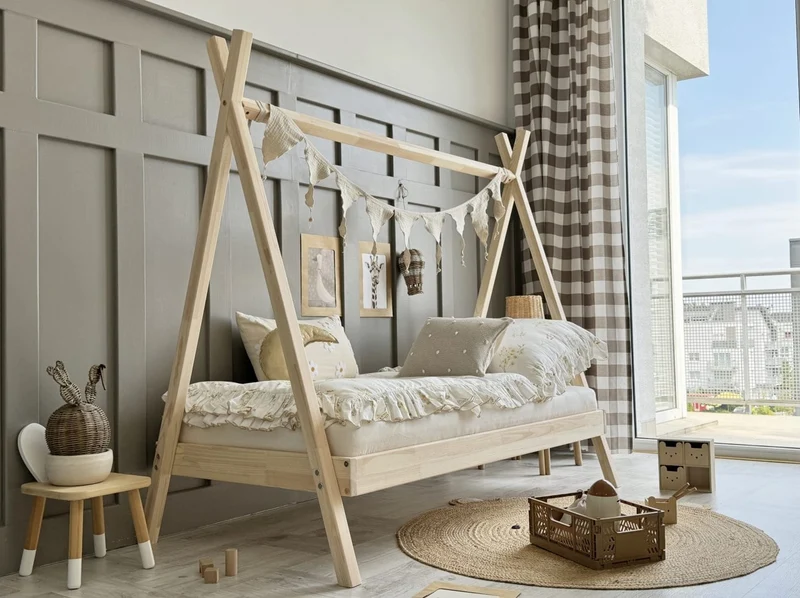 Lit simple tipi en bois avec tiroir • Aponi