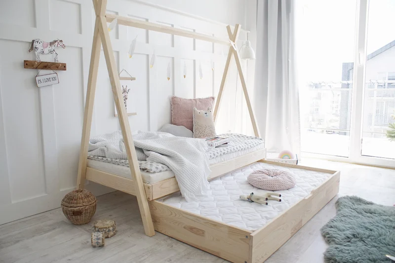 Lit simple tipi en bois avec tiroir • Aponi