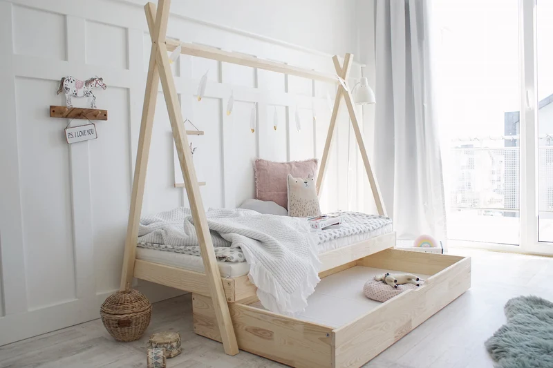 Lit simple tipi en bois avec tiroir • Aponi