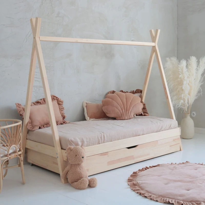 Lit simple tipi en bois avec tiroir • Aponi
